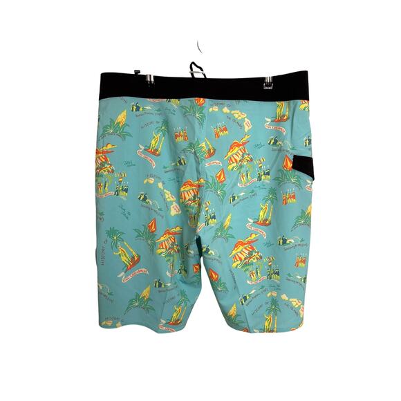 Volcom Boardshorts Mens 33 HI Mod Tech Hawaii Tropical Print Hawaiian Blue NWT - Picture 2 of 8